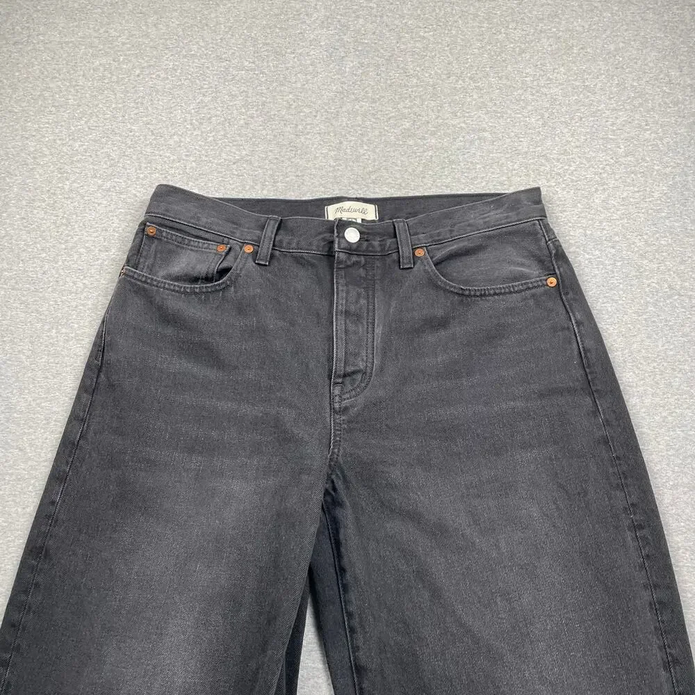 Madewell Jeans Womens 29 Black Low-Slung Straight Slouchy Denim Kent Wash Drapey